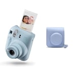 Fujifilm instax Mini Appareil Photo instantané 12, Exposition Automatique avec Objectif Selfie intégré, Bleu Pastel & Mini 12 Case - Pastel Blue