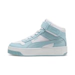 PUMA Women Carina Street Mid Baskets, White Turquoise Surf Blue, 40.5 EU
