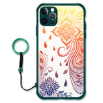 Flower Patterned Phone Case Designed For Girls, Suitable For Iphone12 Series Phones, Strong Hard PC Back, Surrounded By Soft TPU Material (Green, iPhone 12 mini)