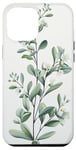 iPhone 14 Plus Leaves Botanical Plant Line Art Sage Green Wildflower Floral Case