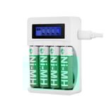 DELTACO Ultimate Ni-Mh USB laddare med 4 x AA batterier