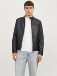 JackandJones Bikerjacka PU läder herr (Black,XL)