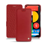 Housse cuir Google Pixel 5 - Rabat horizontal - Rouge - Cuir lisse - Neuf