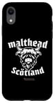 Coque pour iPhone XR Whisky Highland Cow Lettrage Malthead Scotch Whisky