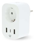 Nedis SmartLife Smart Plug, Wi-Fi, 3680W, Fransk / Typ E (CEE 7/6) / 1x USB-C / 2x USB - Vit