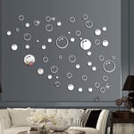 ZZLLFF 1 Set Mirror Wall Sticker Bubble Wall Decoration DIY Bathroom TV Background Self-adhesive Acrylic Mirror For Home Decoration (Color : Silver)