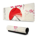 Vintage Watercolor Japanese Cherry Blossom And Mountain Large Mousepad Desk 31.5x11.8 Inch Wide & Long Long Mousepad Gaming For Computer/laptop