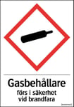 Systemtext Dekal Gasbehållare säkerhet 148x210mm