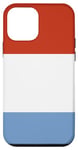 Coque pour iPhone 12 mini Rouge foncé pastel, blanc, bleu pastel, 3 bandes de couleur