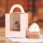 1/5/10 Pcs Cupcake Boxes Paper Gift Box Cake Package Pink 10pcs