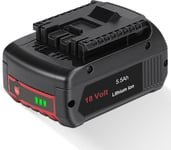 KUNLUN GBA 18V 5.5Ah Li-ion Battery Replace for Bosch BAT609 BAT610G BAT618G BAT619 BAT621 BAT620 Cordless Power Tools with LED Indicator