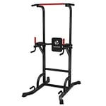 VOUNOT Power Tower with Backrest, Dip Station Pull Up Bar for Home Gym Strength Training, Workout Equipment, Black