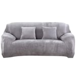 Sofa Cover 1 2 3 4 Seater Velvet Couch Cover Easy Fit Elastic Fabric Stretch Sofa Protector Settee Sofa Covers(Silver Grey, 3 Seater 195×230CM)