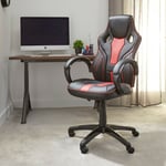 X ROCKER Maverick PC Office Gaming Chair, Ergonomic Back Support - BLACK / RED