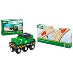 BRIO World Freight Engine Train - Battery Powered Train for Kids Age 3 Years Up & World Mechanical Switches Wooden Train Track for Kids Age 3 Years Up