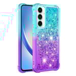 SKALO Samsung A55 5G Kvicksand Glitter Hjärtan TPU-skal - Turkos multifärg