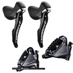 Shimano Ultegra R8020 Hydraulic Disc STI Levers & R8070 Flat Mount Brake Set - 11 Speed Grey / Pair