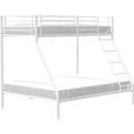 BRUCE Lits superposés  3 places - 90/140 x 190 cm - Blanc - En métal - Sommiers inclus