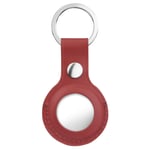 Case for AirTag Leather, Protective Cover with Keychain Ring, Anti-Scratch - Red