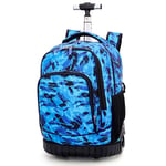 WU Rolling Backpack Square Pattern Backpack Children Waterproof School Bag,E