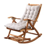 Wooden Rocking Chairs Foldable Beach Chair Recliner Sun Lounger Outdoor Rocker, with Armrest Foot Massage Pillow
