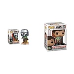 Funko POP Vinyls Star Wars : The Mandalorian Mando Flying With Jet Display Stand Holding Baby Yoda In His Arms Pack Collectible Toy & 54525 POP Star Wars: Mandalorian- Mando Holding Child