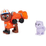 Paw Patrol Big Truck Pups Zuma Action Figure with Clip-on Rescue Drone, Command Center Pod and Animal Friend Kids Toys for Ages 3 and up