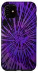 Coque pour iPhone 11 Motif tie-dye en spirale Boho Violet Hippie Swirl Tie Dye