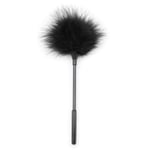 Jmiao Feather Fur Brush Tickler Duster Dust Cleaning Tool Leather Handle，Black