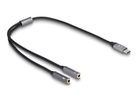 Delock - Usb-C Till Uttagsadapter För Hörlurar - 24 Pin Usb-C Hane Till 3,5 Mm Ljuduttag Hona - 40 Cm - Antracit/Svart