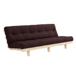 Banquette convertible futon LEAN pin coloris marron couchage 130x190 cm.