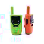 Walkie Talkie Set med 3 kanaler och bakgrundsbelyst LCD-skärm - Orange och Grön
