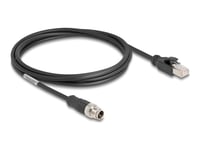 Delock - Nätverkskabel - 8 Pin M12-X (Hane) Till Rj-45 (Hane) - 2 M - 6 Mm - S/Ftp - Cat 5E - Startad, Hakfri - Svart