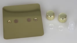 Varilight WFV2 Matrix Faceplate Kit, ultraflat polished brass, 2-gang