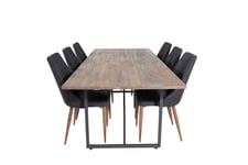Venture Design Padang & Leone matgrupp Natur/svart 6 st stolar & bord 250 x 100 cm
