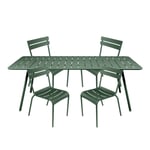 Fermob - Luxembourg matgrupp med bord 207cm & 4 stolar cedar green - Matgrupper utomhus - Frédéric Sofia