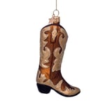 Ornament brown w/gold glitter Cowboy boot