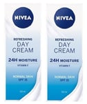 2 x Nivea Refreshing Day Cream 24h Moisture (Vitamin E) Normal Skin (2 x 50ml)