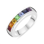 18ct White Gold Rainbow Mixed Stone Half Eternity Ring