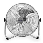 Futura High Velocity Floor Fan Large 20 Inch 50cm Frame 110W Max Power Chrome Fans cooling, Adjustable Heavy Duty 3 Speed Floor Standing Fan Portable Ideal for the Gym Hydroponic, Durable Tubular Steel Construction, 1.4m Cable Length, Rubber Feet, 18 inch
