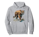 fierce mountain lion prowling, puma animal realistic cougar Pullover Hoodie