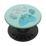 PopSockets Light Blue Dog Paw Print on mint PopSockets Swappable PopGrip