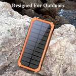 Solar Power Bank Orange 30000mAh 10W Wireless Charge PD Fast Charging SOS UK