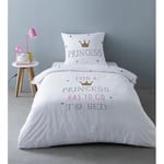 Parure de lit enfant design Princess - 100% Coton - 140 x 200 - Blanc