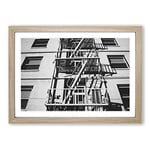 Big Box Art Architecture Building Stairway Framed Wall Art Picture Print Ready to Hang, Oak A2 (62 x 45 cm)