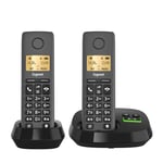 Gigaset PURE 120A Duo - 2 téléphones sans fil - téléphones DECT avec répondeur - excellente qualité audio - compatible avec les aides auditives - protection d'appel, noir anthracite