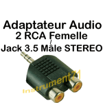 Adaptateur 2 RCA Femelle vers Jack 3,5 Stéréo Mâle Capot Plastique