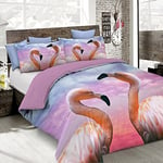 Italian Bed Linen MB HOME ITALY, Goodnight Duvet Cover Set, Flamingo, Single