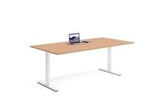 Wulff Höj och sänkbart skrivbord 200x100cm Färg på stativ: Vit - bordsskiva: Bok
