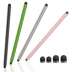 ORIbox Lot de 4 Stylets capacitifs Haute sensibilité et précision pour iPhone/iPad/Tablette/Samsung/Galaxy/PC, Noir/argenté/Rose/Vert